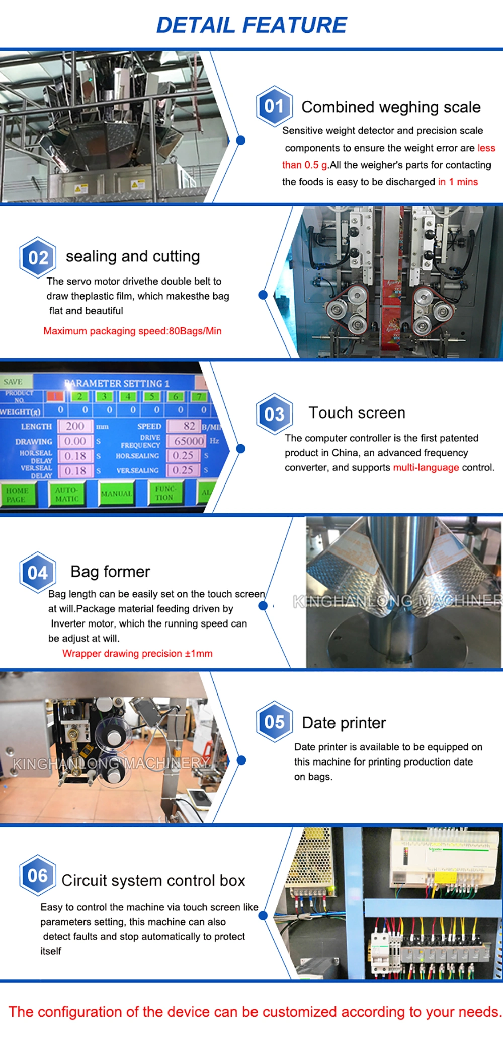 Full Automatic Vertical Coffee Beans/Peanut/Cashew Nut Granule Form Fill Seal Wrapping Flow Packaging Packing Filling Sealing Machine