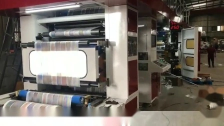 Máquina de impresión flexográfica de tambor central de 4 colores para película plástica